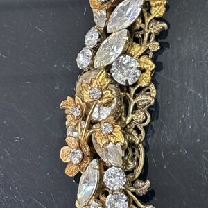Rare Vintage Regency Rhinestone Glass Baroque Pearl Large Brooch Pin